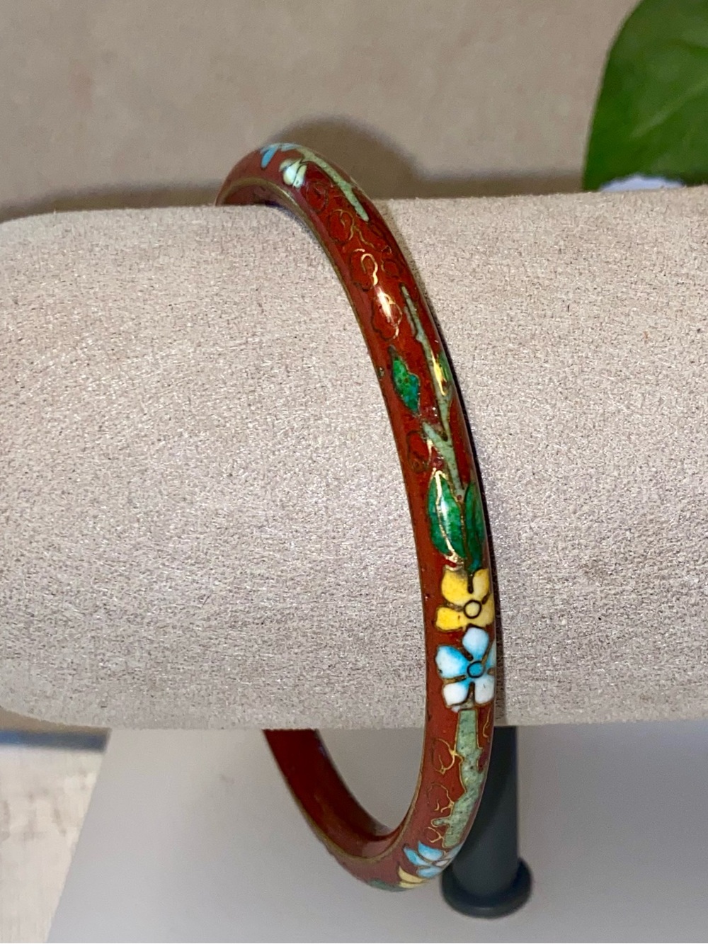 Floral Cloisonné Enamel Bangle Bracelet